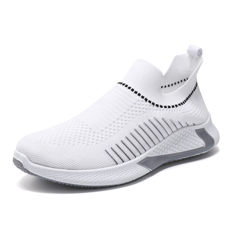 Modische Mesh-Sockenschuhe mit gestreiftem Design für Herren, atmungsaktive Slip-On-Sneakers für den Außenbereich, lässige, leichte Laufsportschuhe