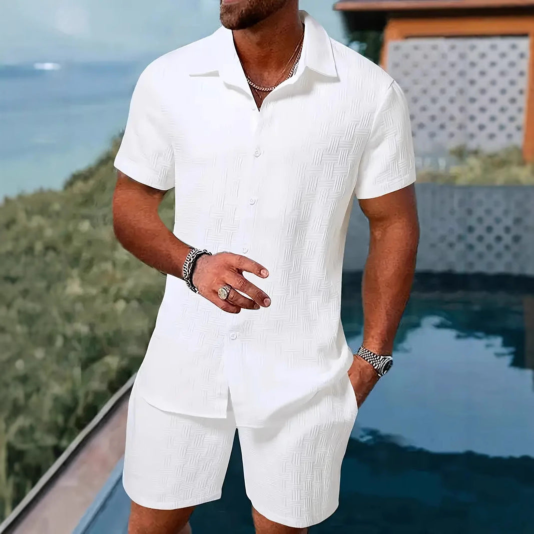 Summer Jacquard Black And White Solid Color Suit - ARCHSHOPE