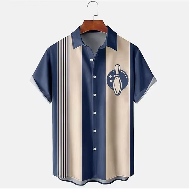 Chemise de bowling pour homme, impression numérique 3D
