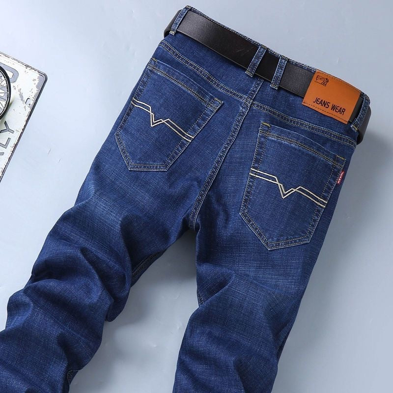 Jeans pour hommes, amples, droits, extensibles, longs