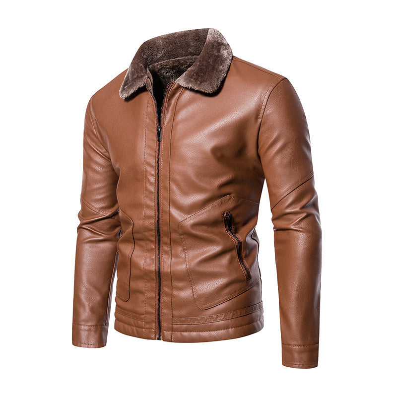 Slim Fit Revers Business Casual Lederjacke für Herren