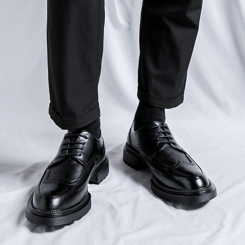 Lässige Brogue-Plateau-Lederschuhe für Herren