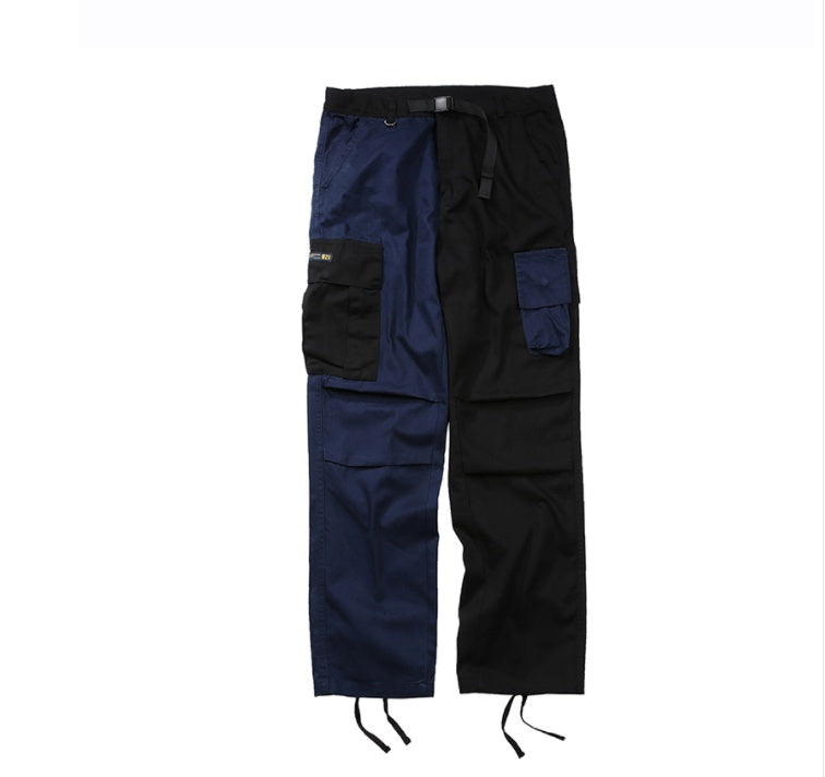 Pantalon cargo à grandes poches de couleur contrastante