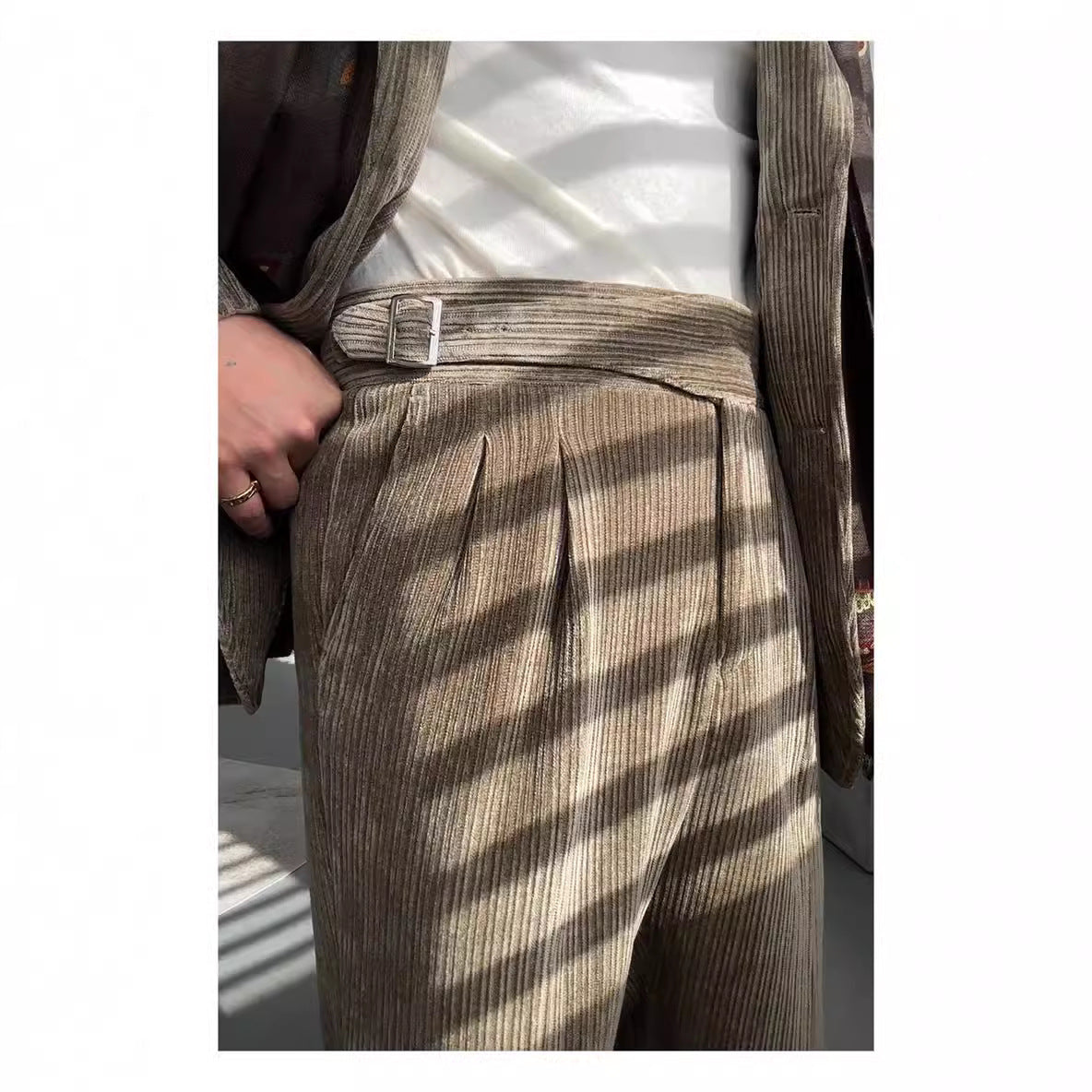 Mittelhohe Taille Anzughose Herren Freizeithose Slim Drooping Straight