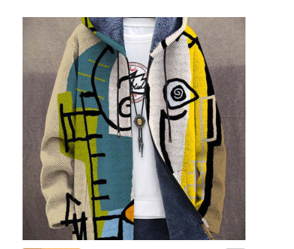 Lässige Herrenjacke mit Reißverschluss und Kapuze, baumwollgefüttert