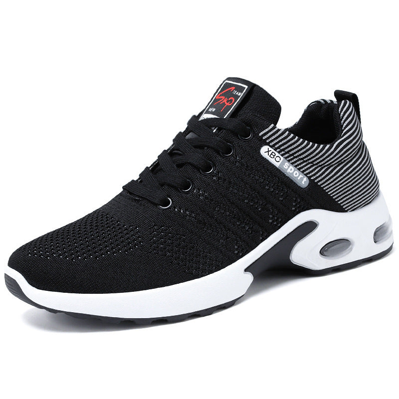 Modische Mesh-Schuhe mit gestreiftem Design für Herren, atmungsaktive Schnür-Sneaker für den Außenbereich, lässige, leichte Laufsportschuhe für Herren