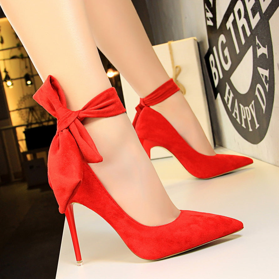 One Word With Bow Knot Single Shoes High Heels - ARCHSHOPE