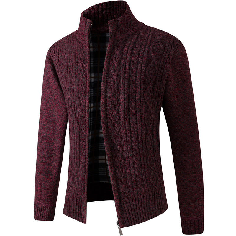 Pull en tricot épais en velours pour homme d'âge moyen, automne et hiver, veste chaude pour père