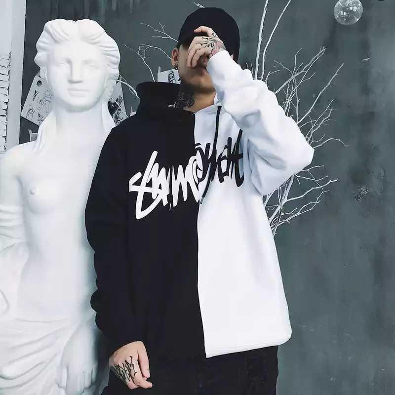 Men'S Casual Fashion Color-Blocking Sweater Long-Sleeved Sports Hooded Top Men'S Clothing - ARCHSHOPE