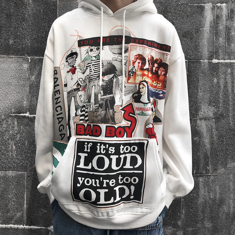 White Hip Hop Hoodie Streetwear Korean Fashion Gothic Sweatshirt Spring Tops Casual Funny Spring Autumn Harajuku Hoodies Male - ARCHSHOPE
