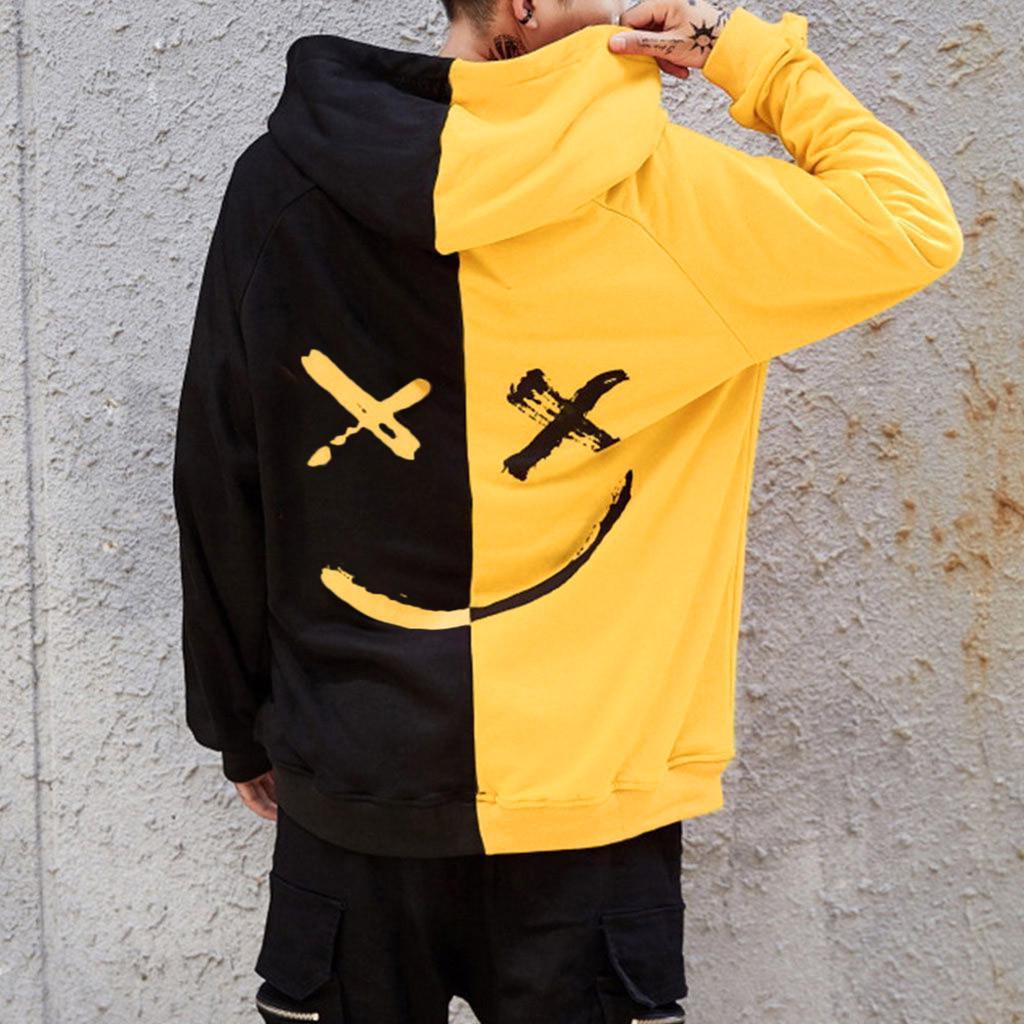 Men's Sweater Stitching Hit Color Hooded Sweater - ARCHSHOPE