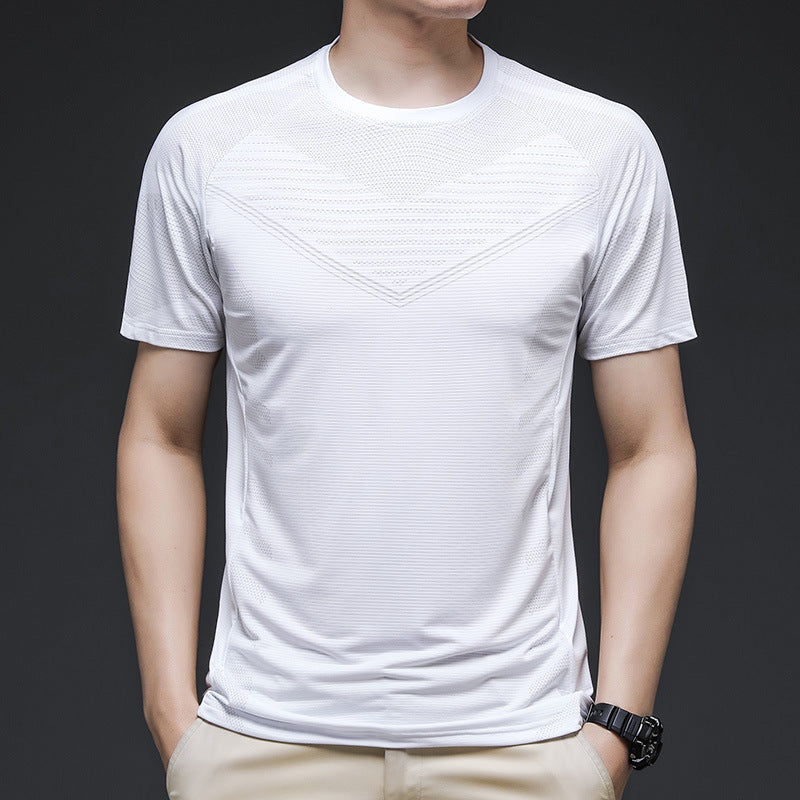 Ice Silk Short Sleeve Summer Running Men''s Elastic Quick Drying Fitness Track And Field Basketball Training T-Shirt - ARCHSHOPE