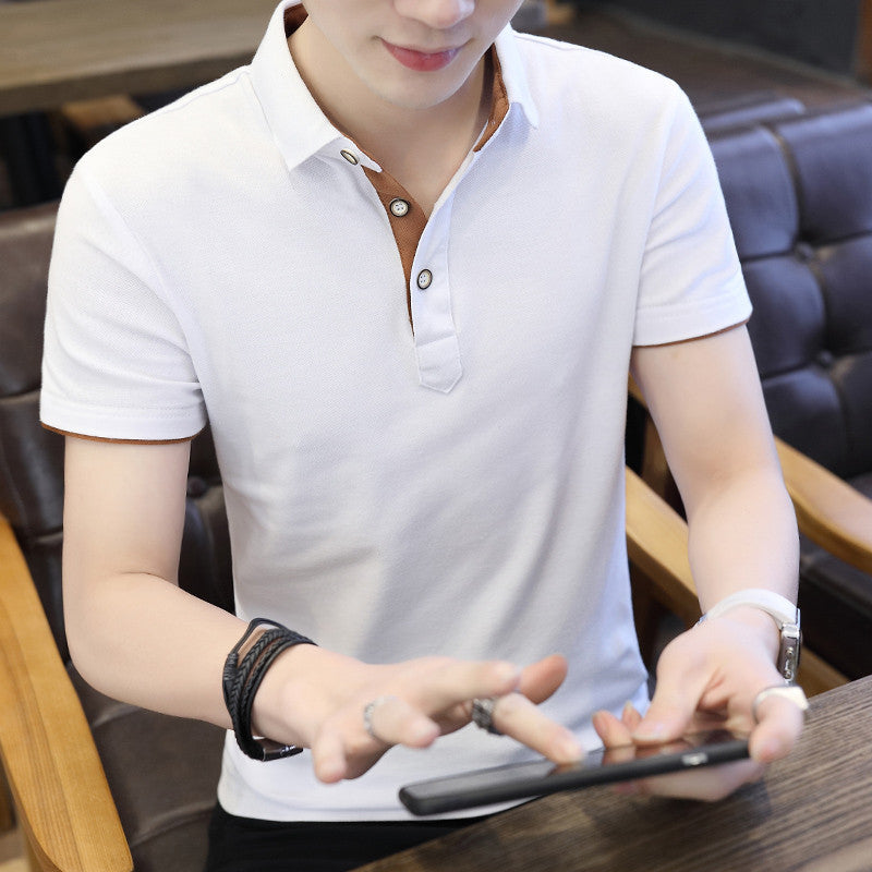 Polo Shirt For Men Casual Short Sleeve Polo Shirts Patchwork Turn-down Collar Zipper T-Shirt Summer Men Shirt Tops - ARCHSHOPE