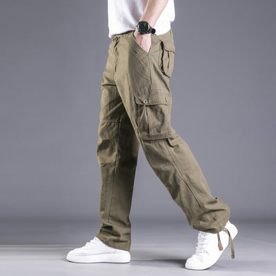 Baumwolle Multi-Pocket Loose Cargohose Gerade Outdoor Große Größe Camouflage Herrenhose