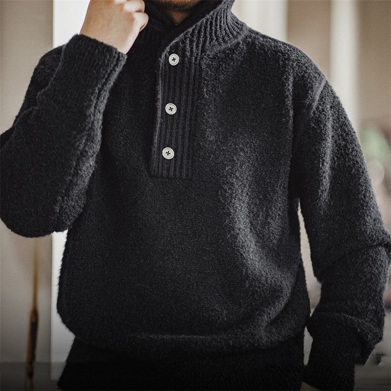 Pull épais à revers pour homme avec couvre-chef thermique