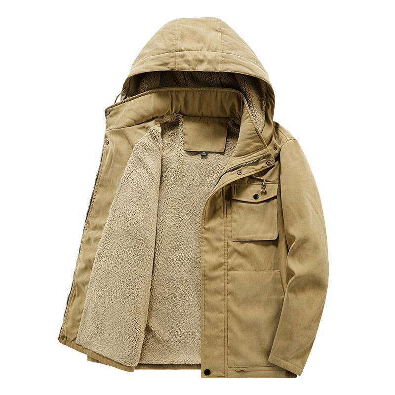 Dicke Jacke aus Lammwolle mit abnehmbarer Mütze
