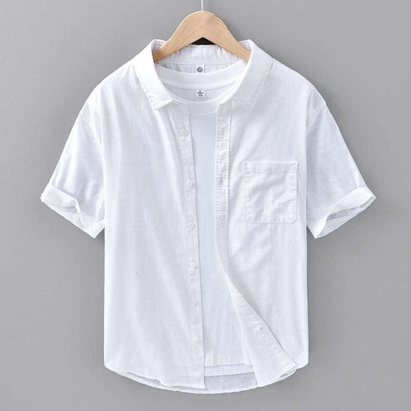 Chemise à manches courtes en lin fin pour homme