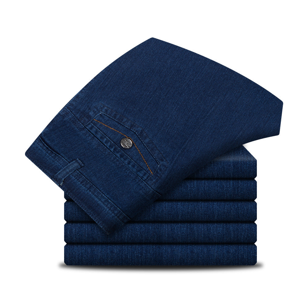 Herbst und Winter Herren Jeans Taille gerade Männer lose elastische Schritt tief in ältere Arbeit vier Hosen