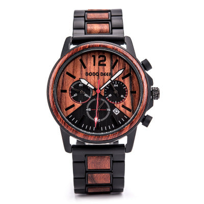 Csutomize Engrave logo Wood Watches for Mens DODO DEER Timer Luxury Chronograph Wristwatch Male Wriswatch Auto Date - ARCHSHOPE
