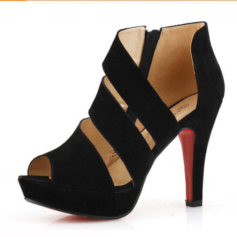 Sexy Fish Mouth Suede High Heels Rome Sandals - ARCHSHOPE