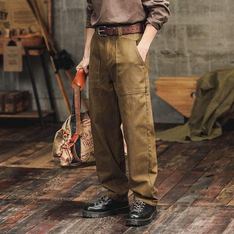 Retro Army Green Casual Pants Herren Loose Straight Cargo Pants