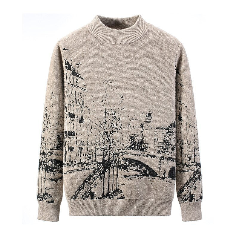 Pull épais à manches longues et col rond pour l'automne et l'hiver