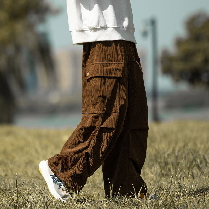 Herbst und Winter Gerade Casual Wide-Leg Cord Overalls Männer