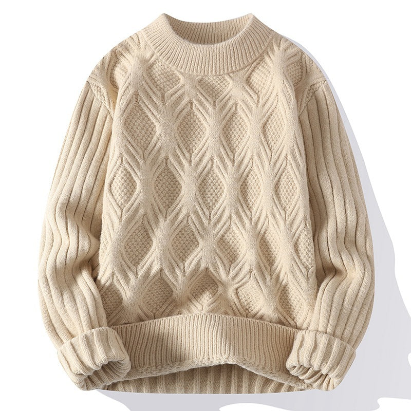 Lässiger, einfarbiger, gedrehter Pullover für Herren