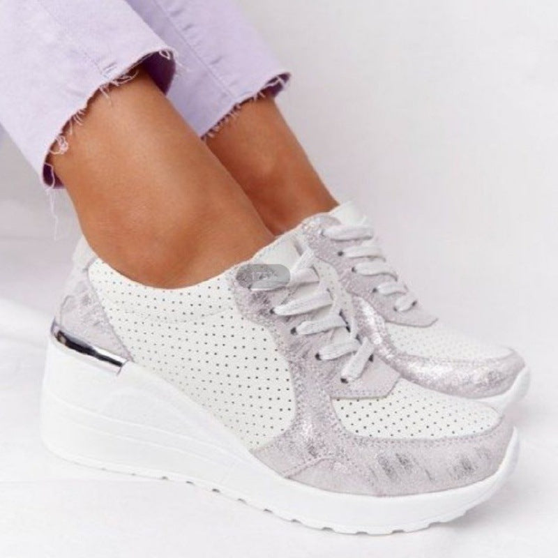 Plus Size Casual Platform Dad Shoes Lace-up Wedge Sports Women - ARCHSHOPE