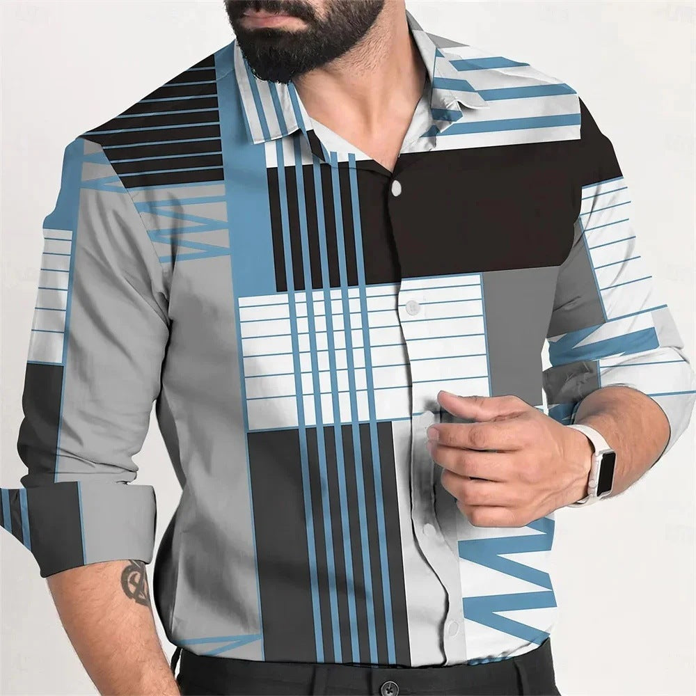 Mode Persönlichkeit Einreiher All-Matching Shirt Männer