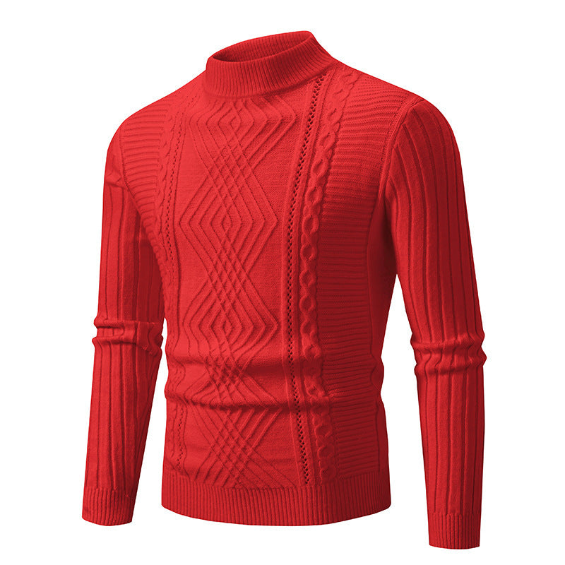 Einfarbiger Pullover mit Stehkragen für Herren