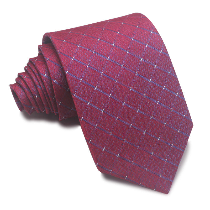 8CM Polyester Jacquard Striped Tie Men's Business Formal Red Black Blue - ARCHSHOPE