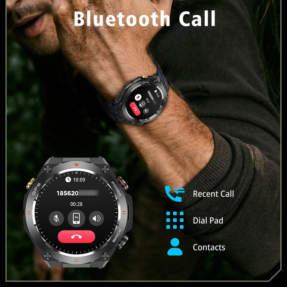 SENBONO GPS Smart Watch Men 1.45'' HD Screen Built-In GPS Altimeter Barometer Compass AI Voice Compatible With Android & IPhone - ARCHSHOPE