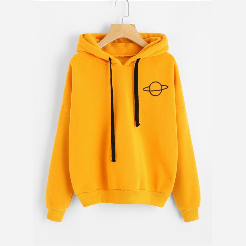 Multicolor Printed Planet Hoodie For Ladies - ARCHSHOPE