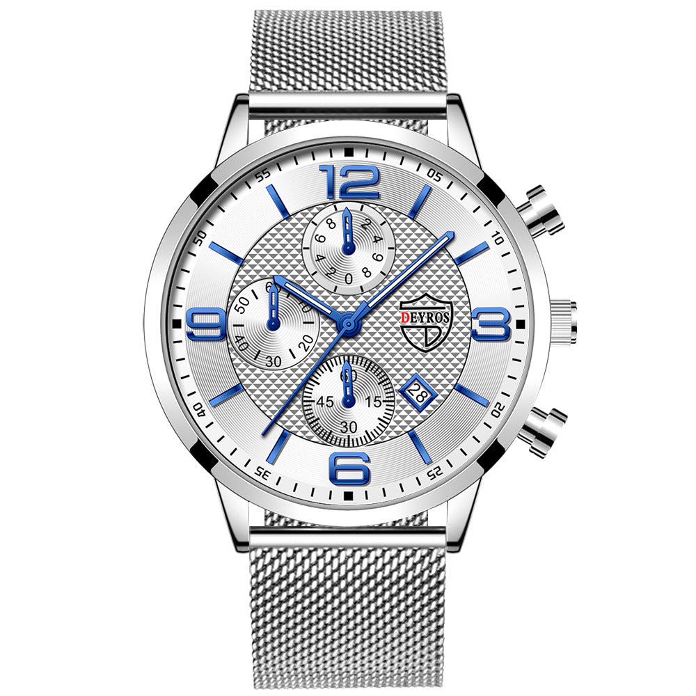 Men's Calendar Watch Business Stainless Steel Luminous Quartz Wrist Watch - ARCHSHOPE