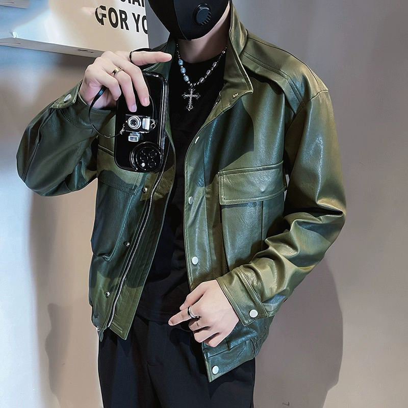 Frühling und Herbst Pilot Lederjacke Herren
