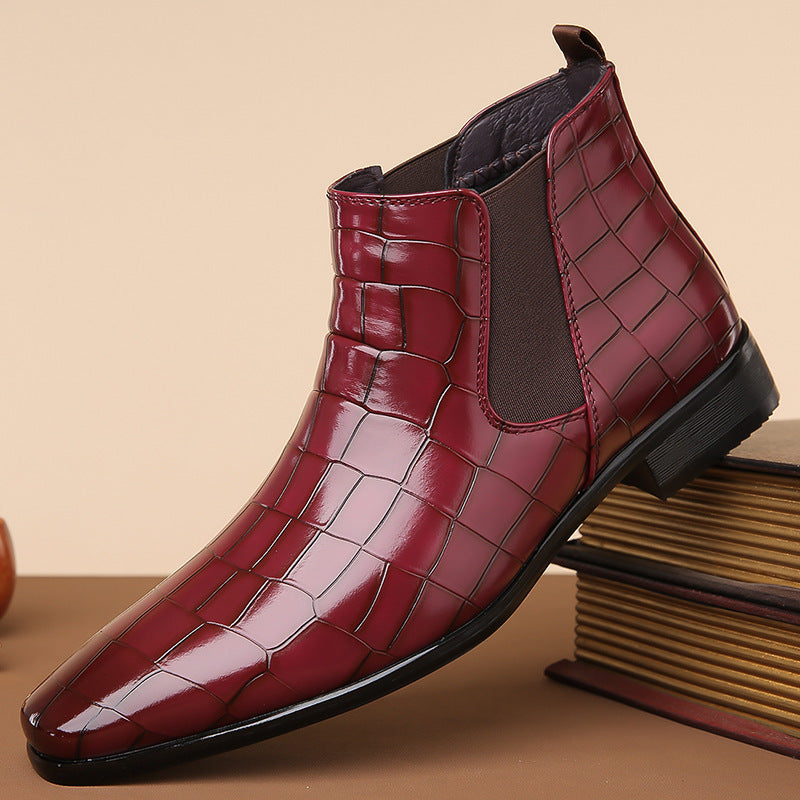 Bottines Chelsea montantes en cuir brillant pour homme, pointure 48