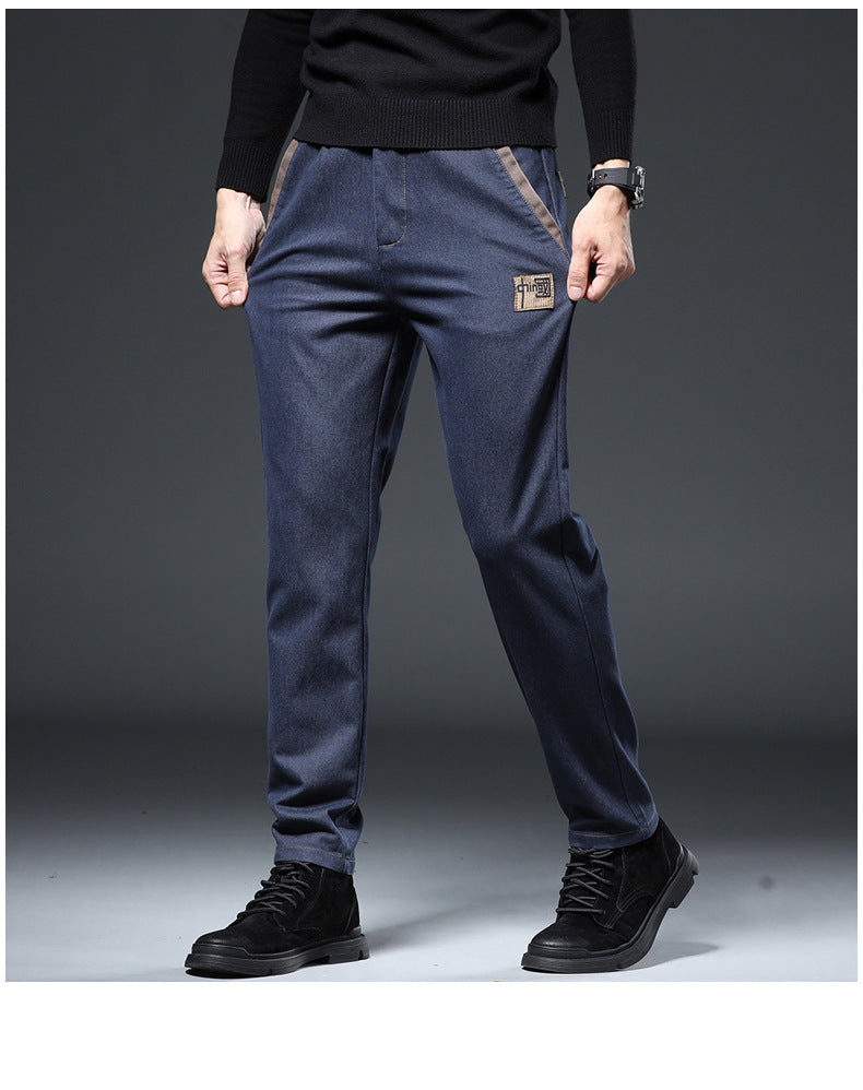 Pantalon slim droit tendance broderie pour homme