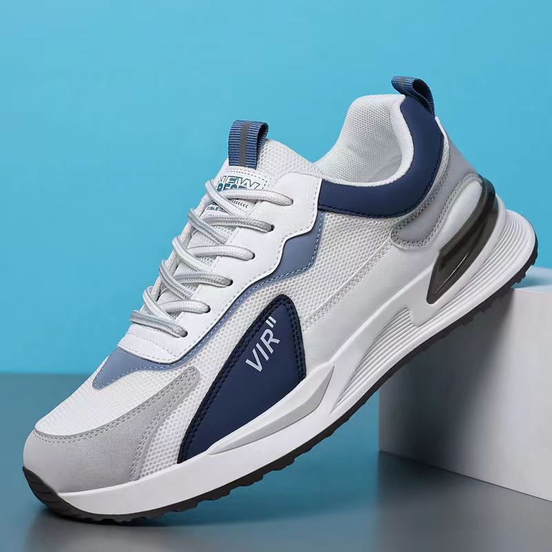 Herren Color Block Mesh Schuhe Mode Lässige Schnür-Sneakers Atmungsaktive Laufsportschuhe für den Außenbereich
