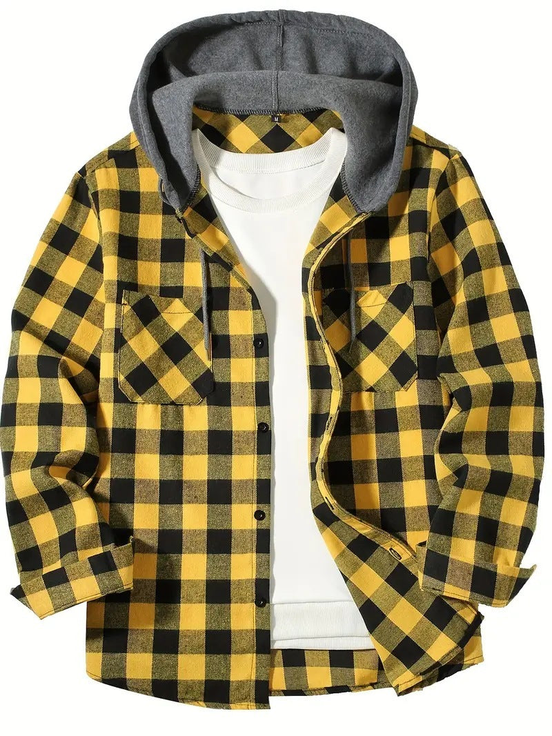 Herrenmode Persönlichkeit Plaid Kapuzenhemd