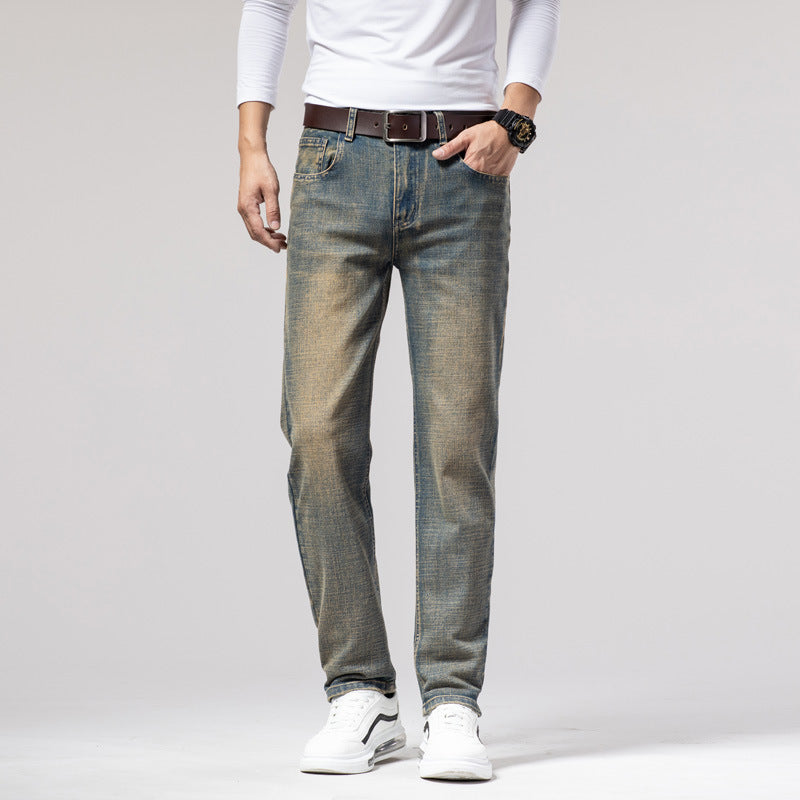 Herren Straight Stretch Slim Retro Running Volumen Vielseitige Retro Herren Lange Jeans