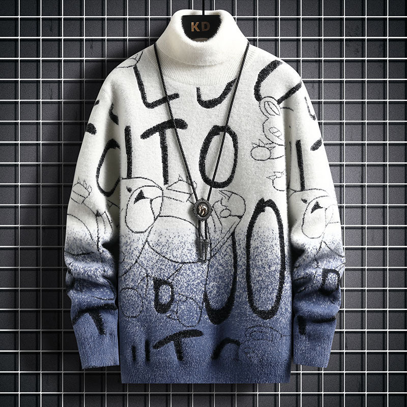 Pull col roulé en polaire vison dégradé pour homme