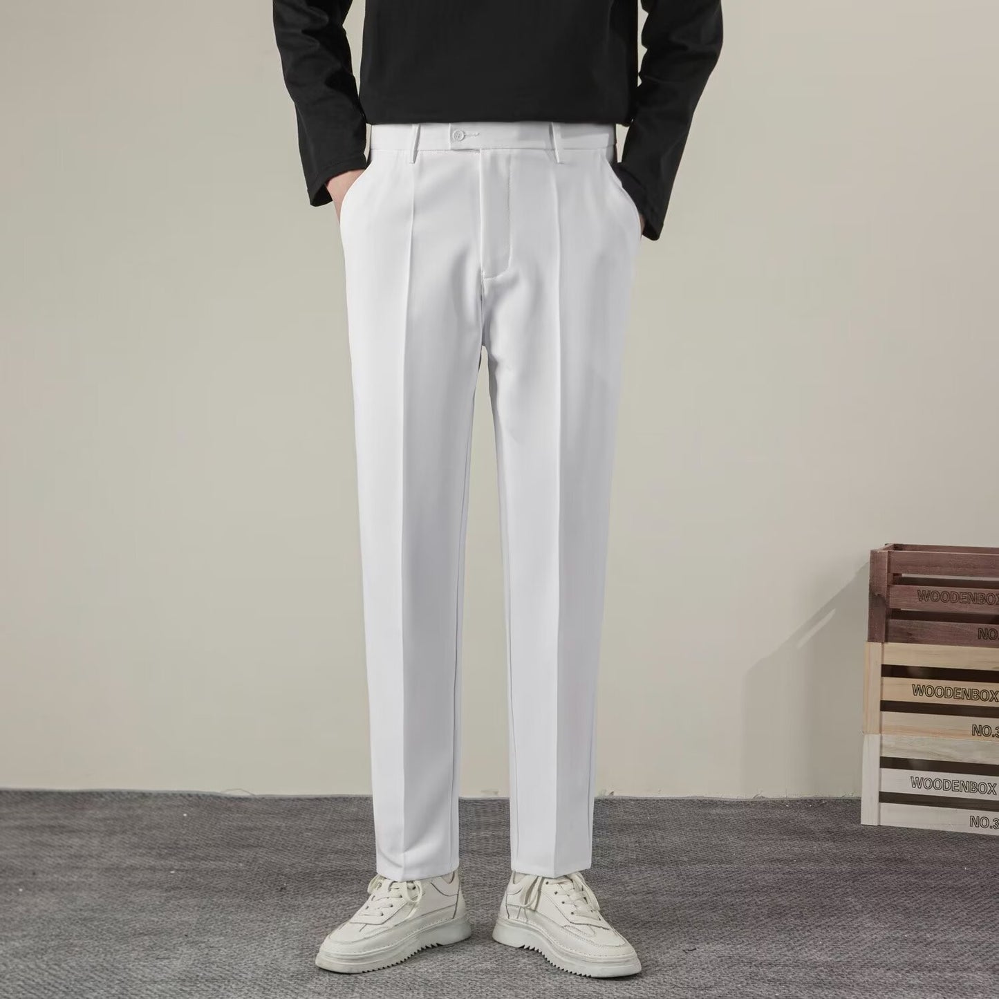 Pantalon de costume décontracté pour homme Pantalon droit pour homme