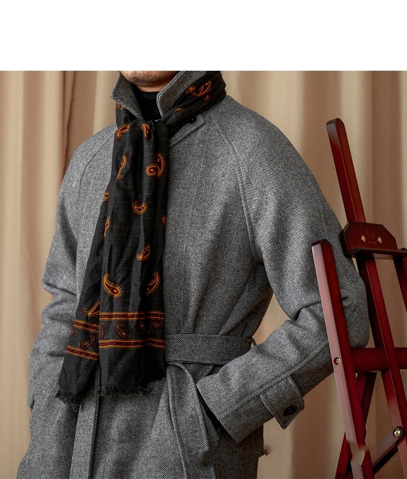 Manteau mi-long décontracté d'hiver britannique en laine 50