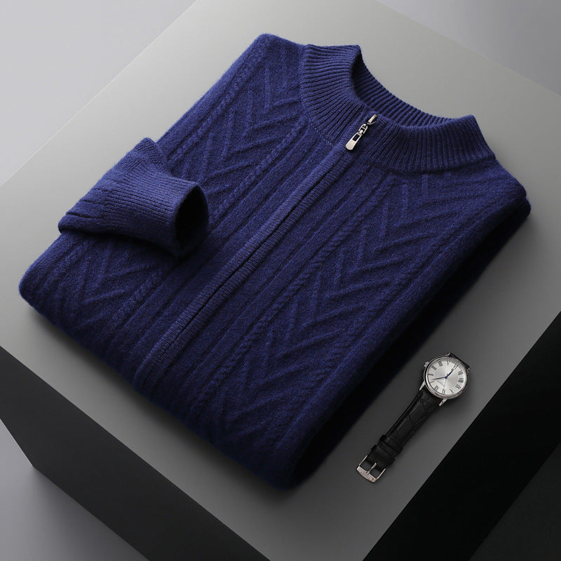 Herbst und Winter Halbhoher Kragen Herren Dicker Pullover Mantel Cardigan Top
