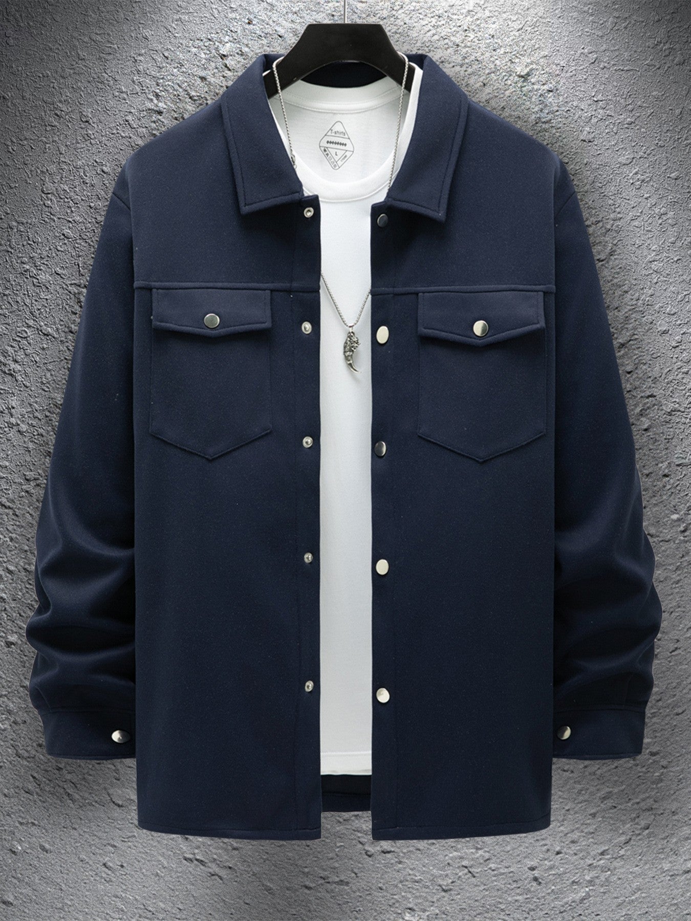Veste décontractée à simple boutonnage pour homme, couleur unie, pour le printemps et l'automne