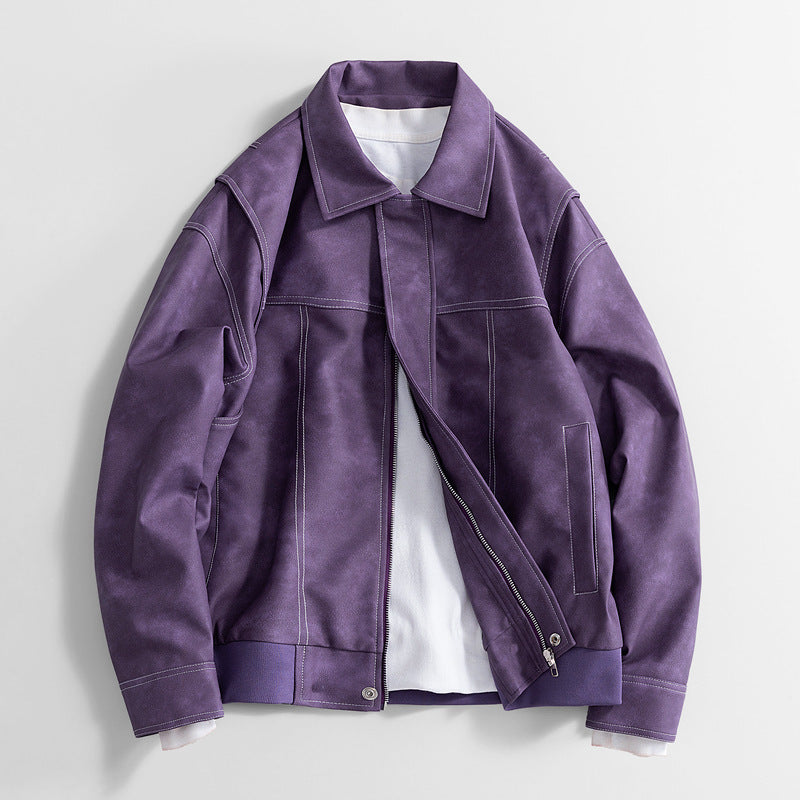 Veste en cuir PU rétro ample et tendance pour homme