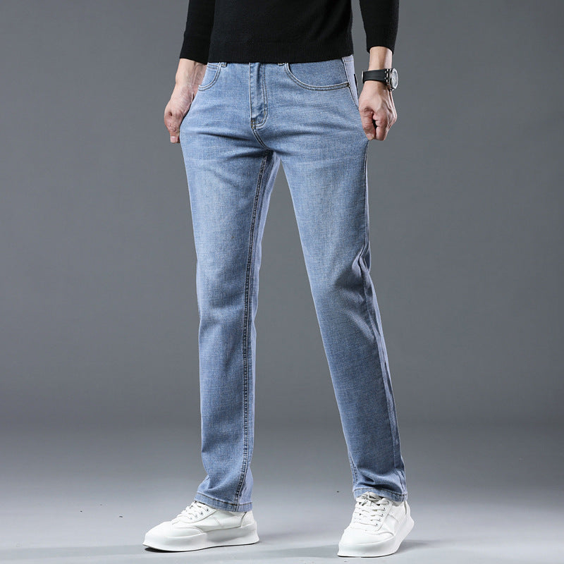 Frühlings- und Sommerkleidung, gerade, all-matching, leichte Business-Casual-Stretch-Jeanshose für Herren