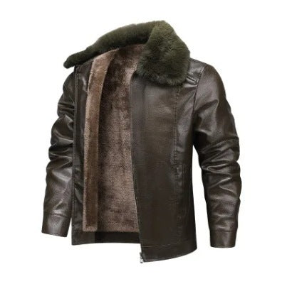 Ledermantel Herren Winter Fleecegefüttert