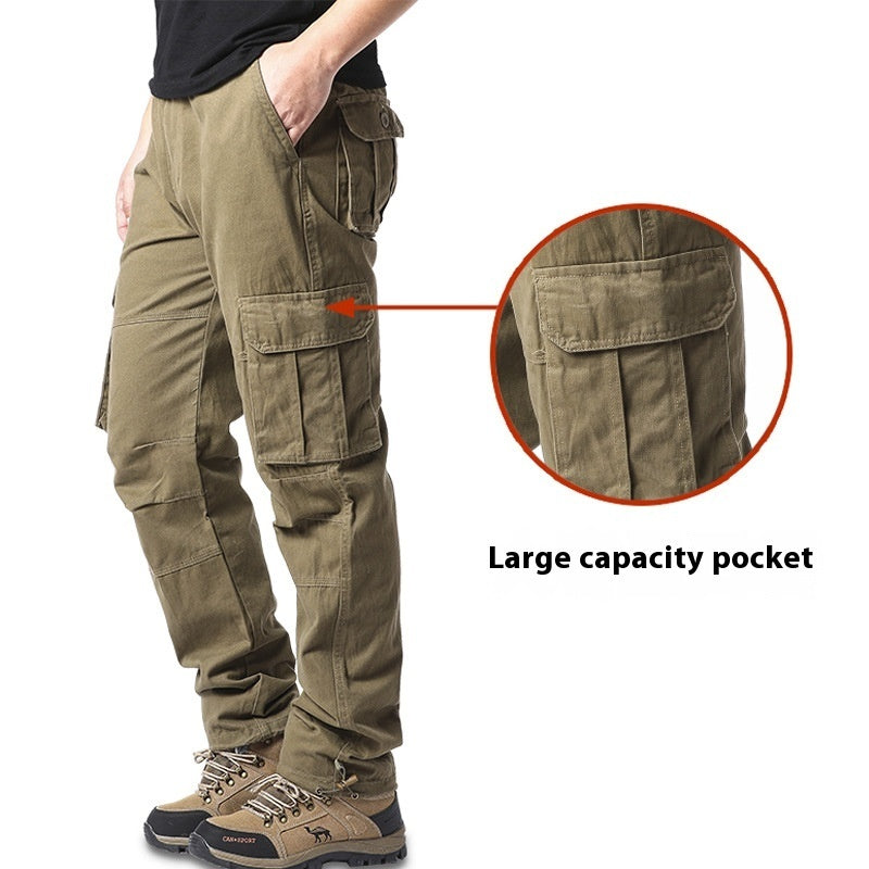 Baumwolle Multi-Pocket-Cargohose Herren Lose Verschleißfeste Lose Outdoor Freizeit